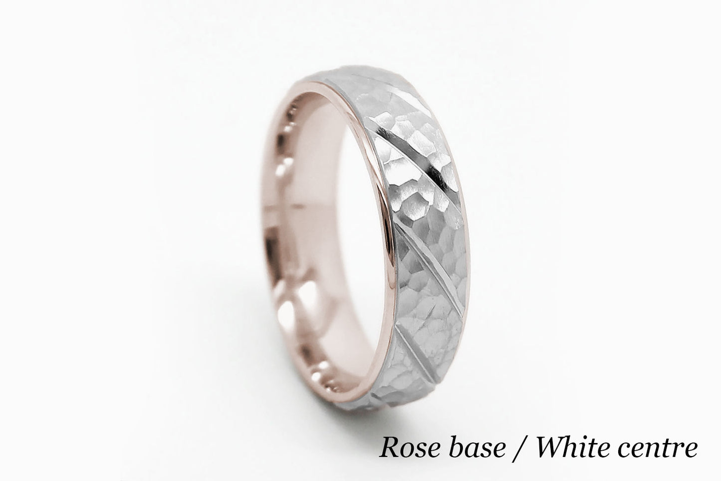 6mm Gold Wedding Band for Men and Women Hammered Diagonal Design | AT-6137