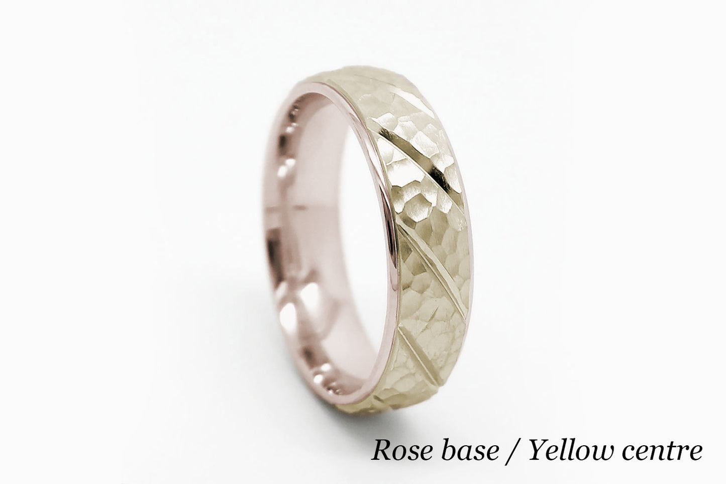 6mm Gold Wedding Band for Men and Women Hammered Diagonal Design | AT-6137
