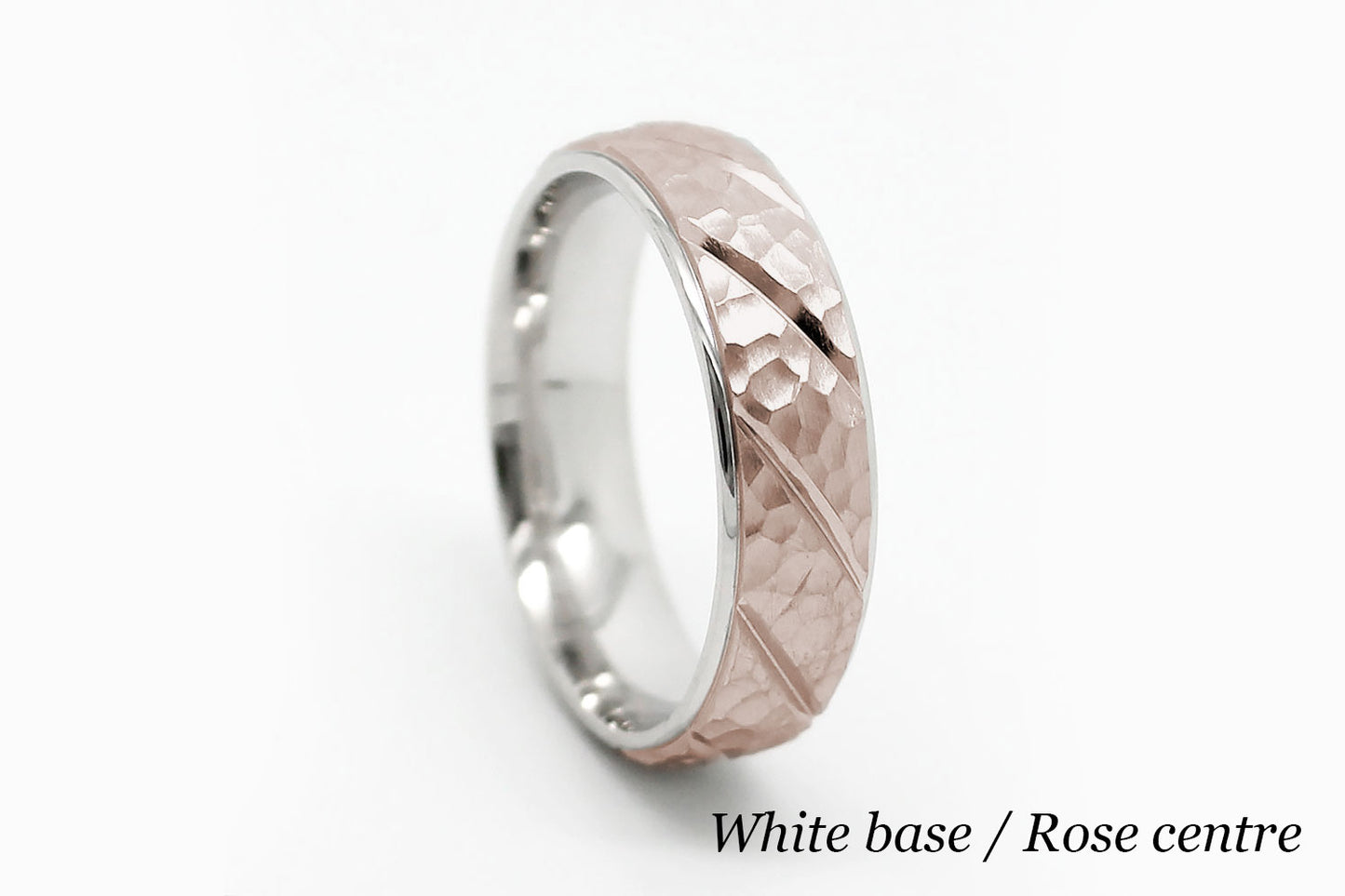 6mm Gold Wedding Band for Men and Women Hammered Diagonal Design | AT-6137