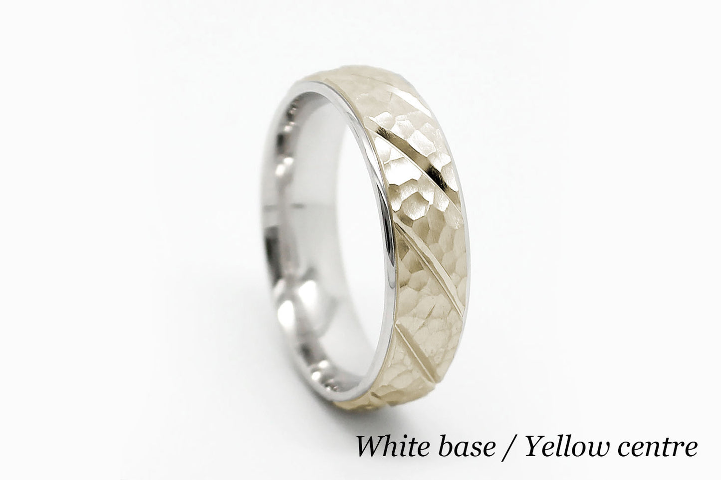 6mm Gold Wedding Band for Men and Women Hammered Diagonal Design | AT-6137