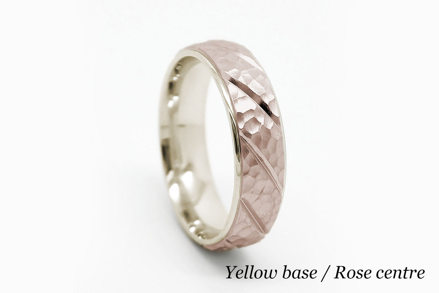 6mm Gold Wedding Band for Men and Women Hammered Diagonal Design | AT-6137