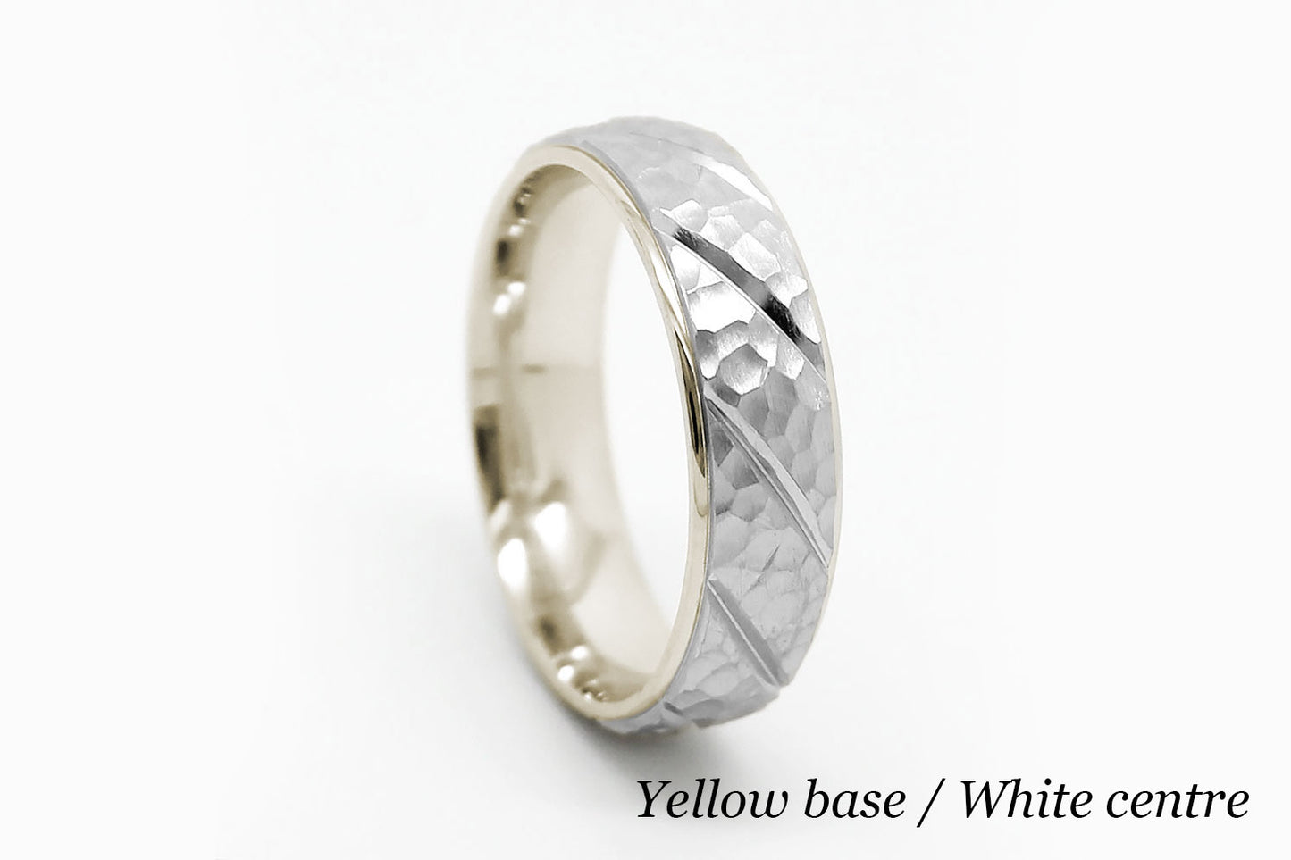 6mm Gold Wedding Band for Men and Women Hammered Diagonal Design | AT-6137