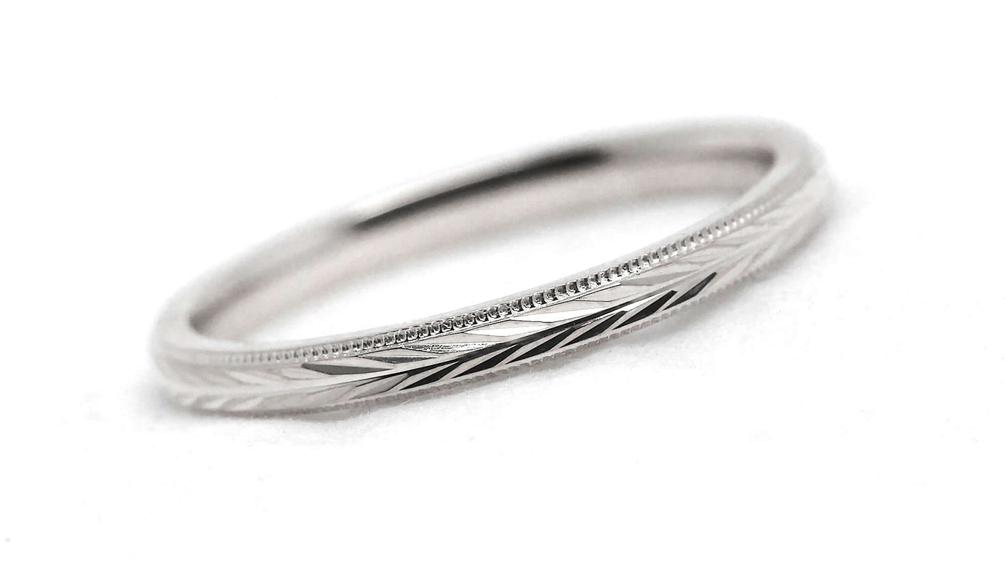 2mm silver wedding band with wheat design