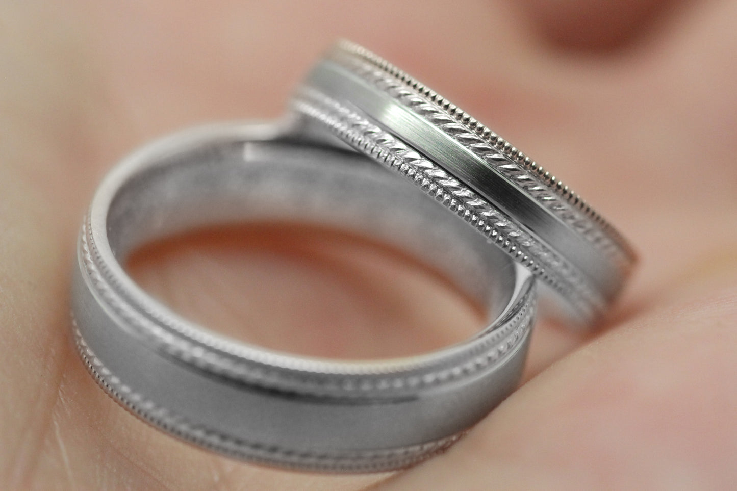 4mm 925 Silver Brushed Wedding Band for Men and Women with Double Milgrain | AT-6537