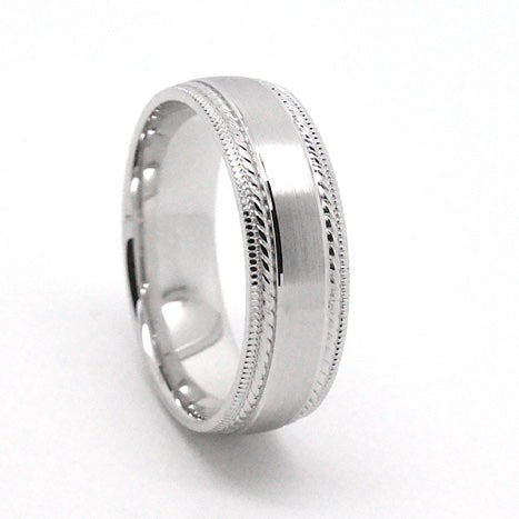 6mm Gold Brushed Wedding Band for Men and Women with Double Milgrain | 6537