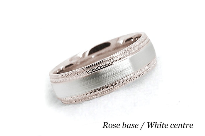 6mm Gold Brushed Wedding Band for Men and Women with Double Milgrain | 6537