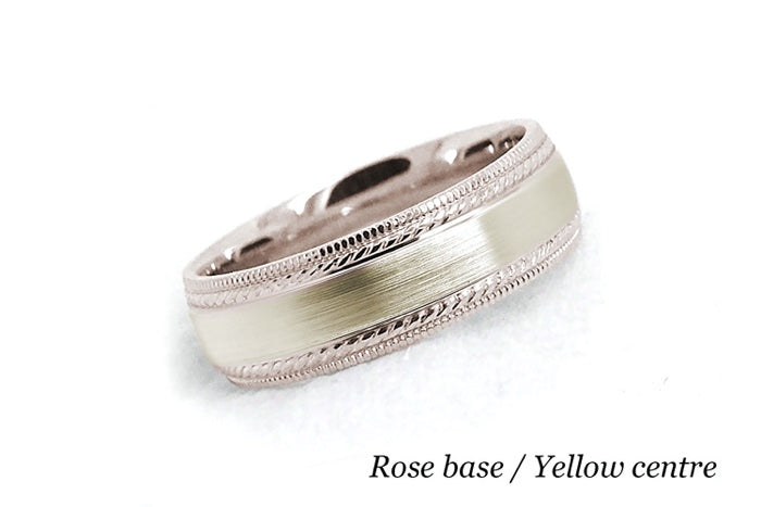 6mm Gold Brushed Wedding Band for Men and Women with Double Milgrain | 6537