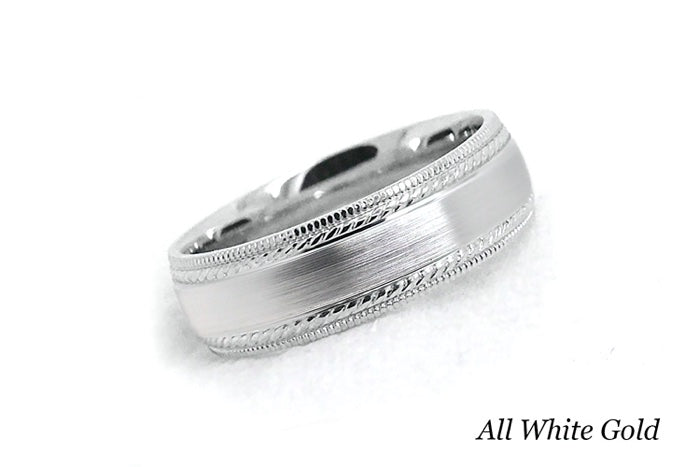 6mm Gold Brushed Wedding Band for Men and Women with Double Milgrain | 6537
