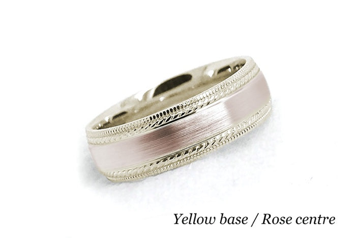 6mm Gold Brushed Wedding Band for Men and Women with Double Milgrain | 6537