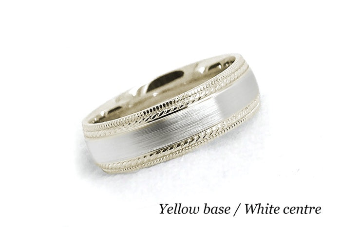 6mm Gold Brushed Wedding Band for Men and Women with Double Milgrain | 6537