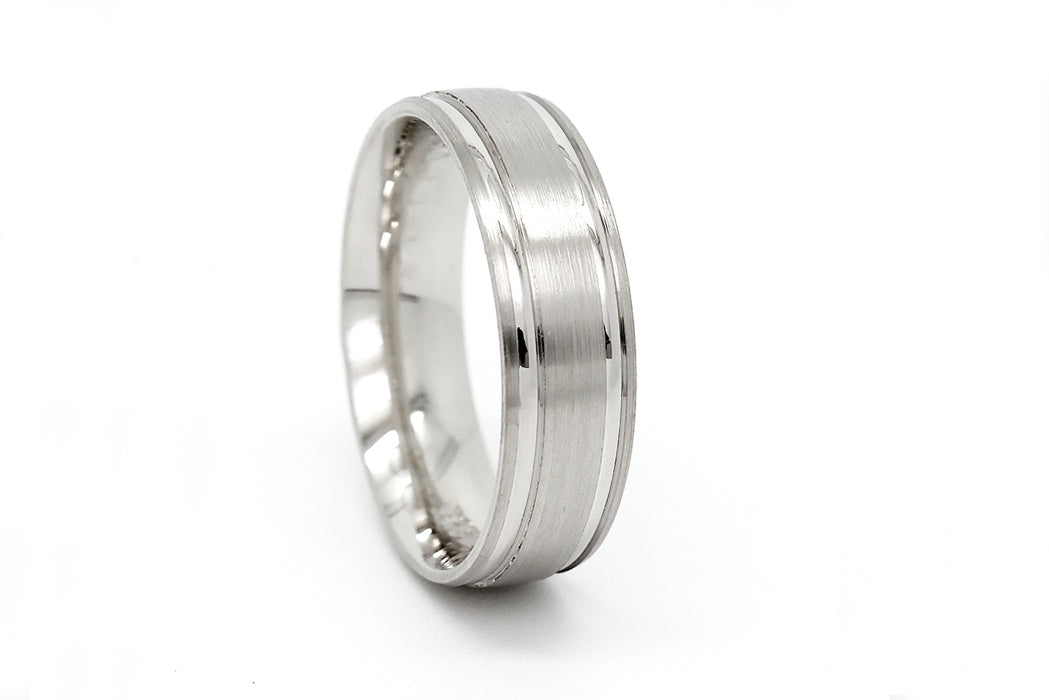6mm 925 Silver Classic Brushed Satin Wedding Band for Men and Women Polished Lines | 6547