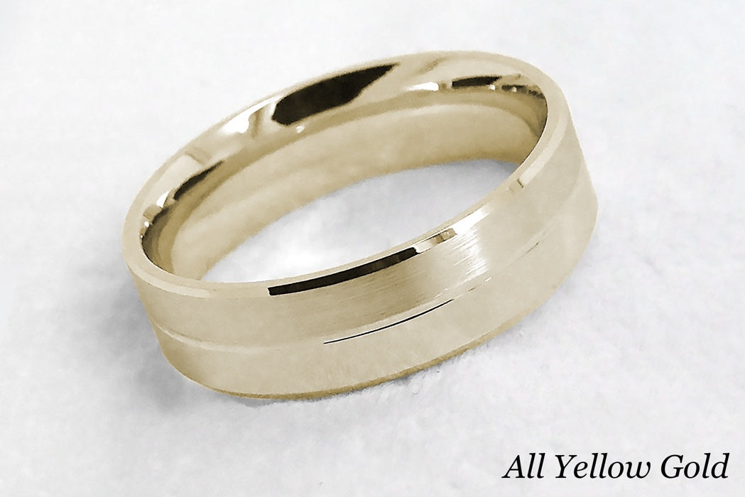6mm Gold Brushed and Polished Wedding Band for Men and Women | 6555
