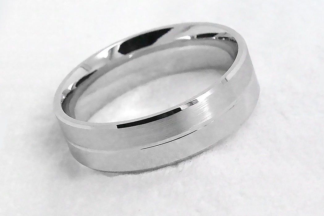 6mm 925 Silver Beveled Brushed and Polished Wedding Band for Men and Women | 6555