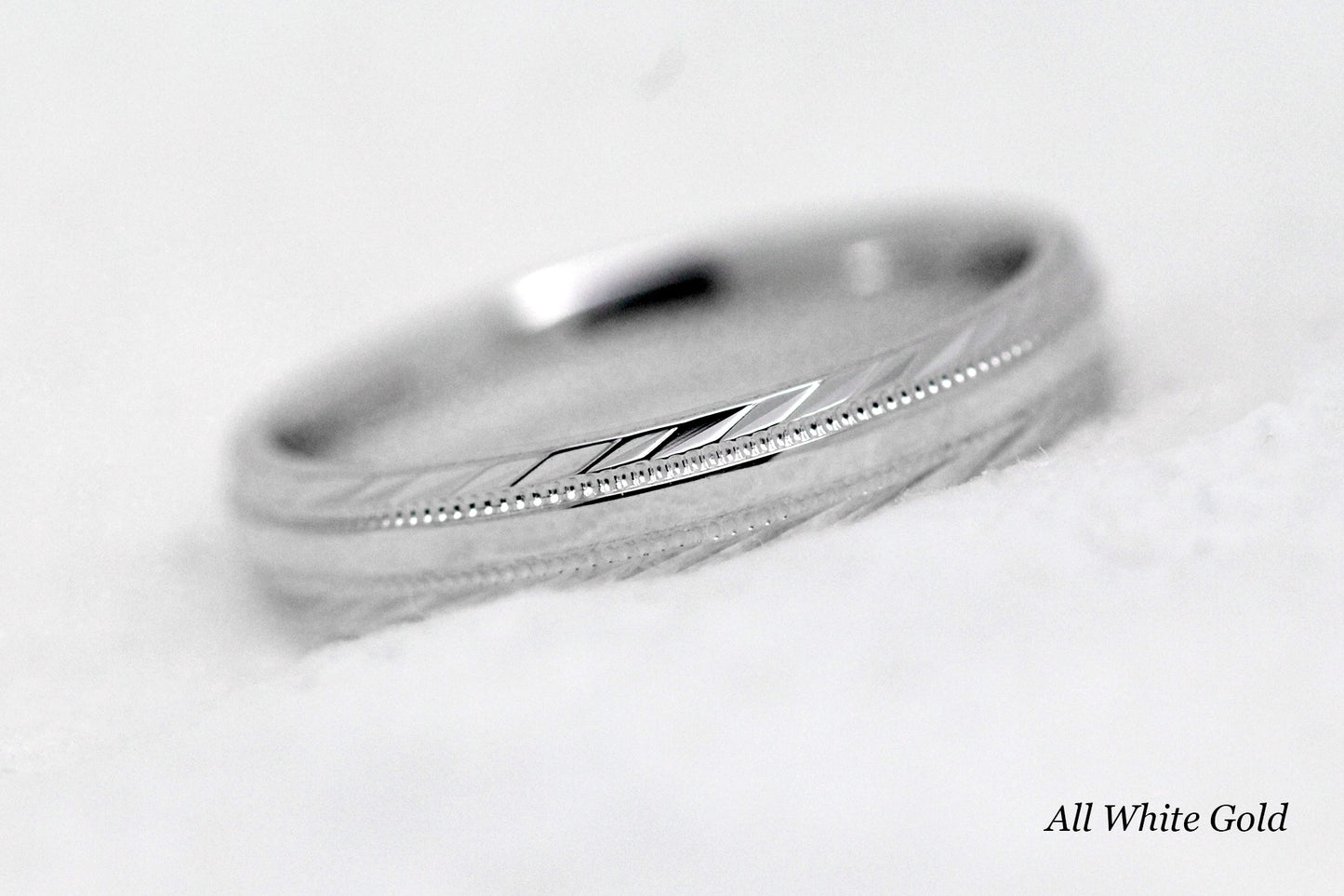3mm Gold Wedding Band for Men and Women with Filigree Edge | T-6673P
