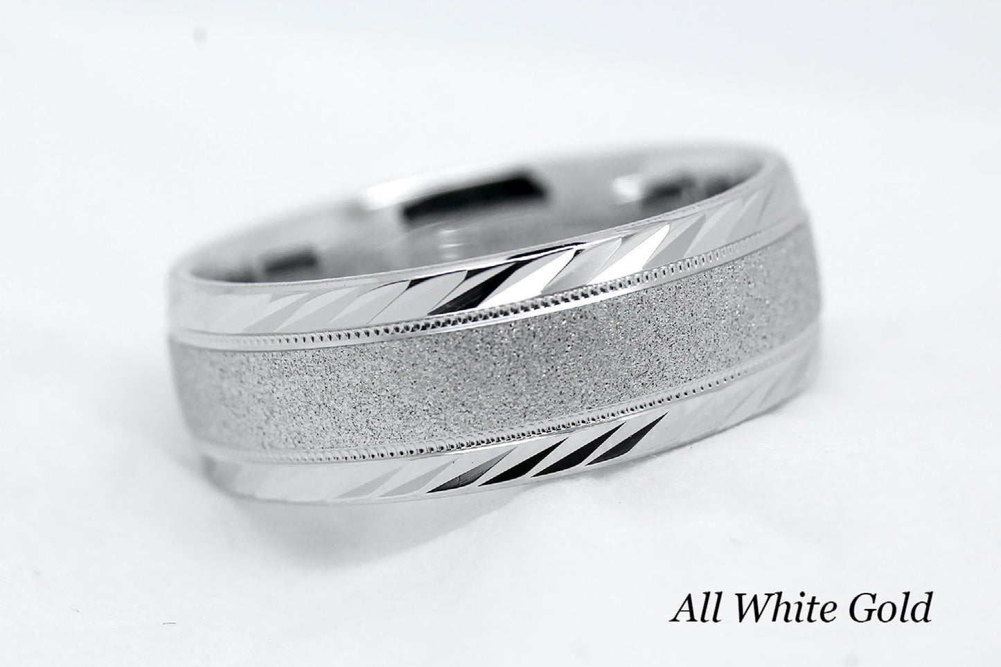 8mm Gold Wedding Band for Men and Women with Filigree Edge | T-6673