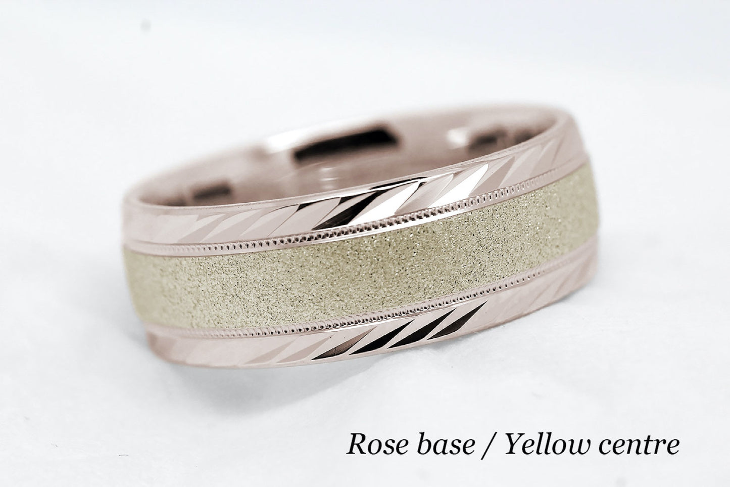 8mm Gold Wedding Band for Men and Women with Filigree Edge | T-6673