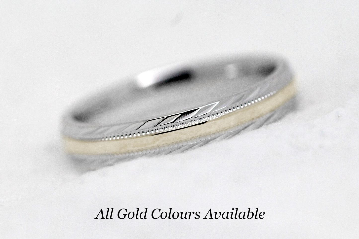 3mm Gold Wedding Band for Men and Women with Filigree Edge | T-6673P