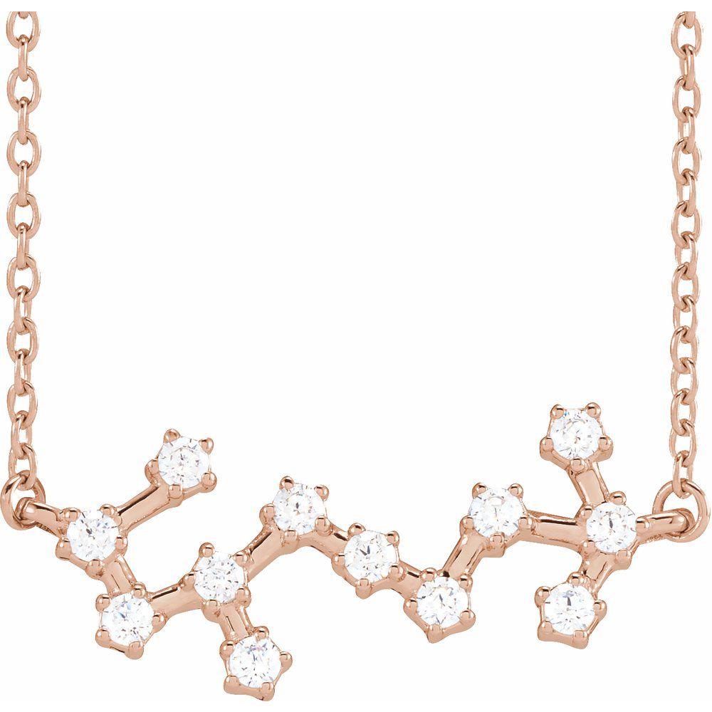 14K Rose Gold Scorpio Constellation Zodiac Necklace with 12 Natural Diamonds