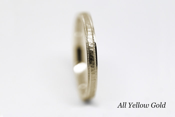 2mm 10K 14K 18K Solid Gold Hammered Women's Ring Stackable | This classic Hammered 2mm women's ring. Perfect as wedding band, anniversary ring or stack it with your other jewelry.