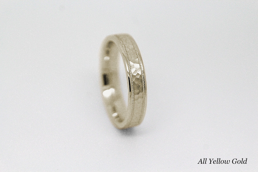 4mm Gold Hammered Wedding Band for Men and Women | AT-8008