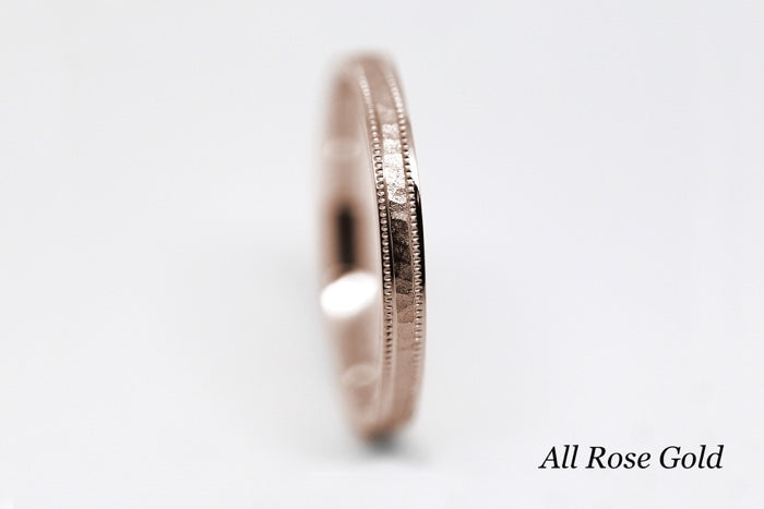 2mm 10K 14K 18K Solid Gold Hammered Women's Ring Stackable | This classic Hammered 2mm women's ring. Perfect as wedding band, anniversary ring or stack it with your other jewelry.