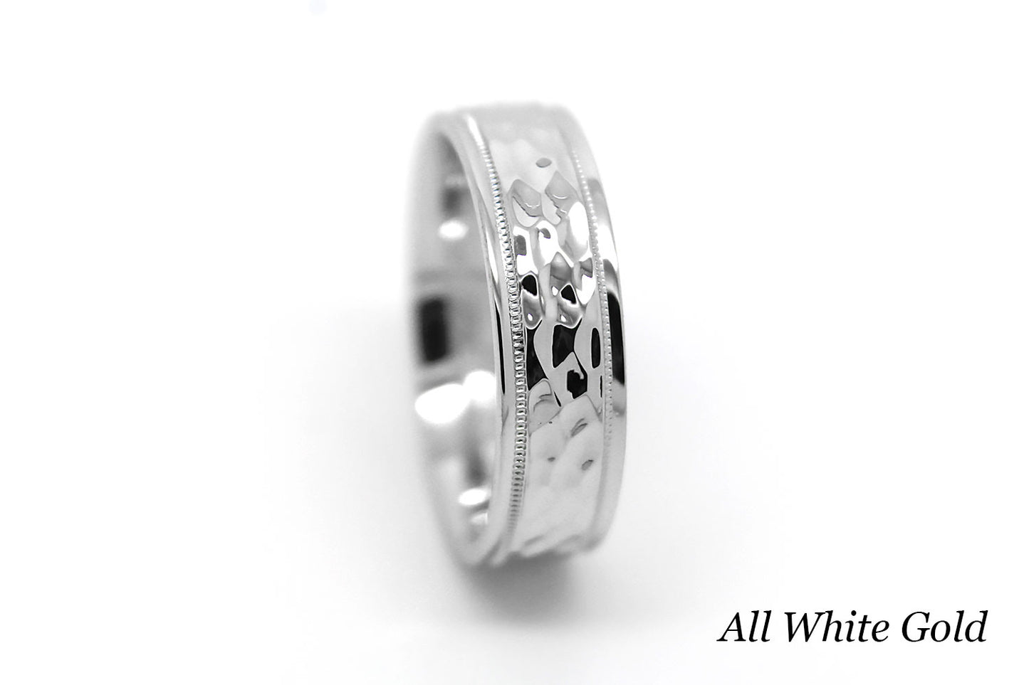 white gold hammered ring