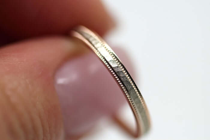 2mm 10K 14K 18K Solid Gold Hammered Women's Ring Stackable | This classic Hammered 2mm women's ring. Perfect as wedding band, anniversary ring or stack it with your other jewelry.