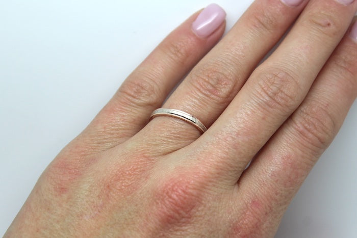2mm 10K 14K 18K Solid Gold Hammered Women's Ring Stackable | This classic Hammered 2mm women's ring. Perfect as wedding band, anniversary ring or stack it with your other jewelry.