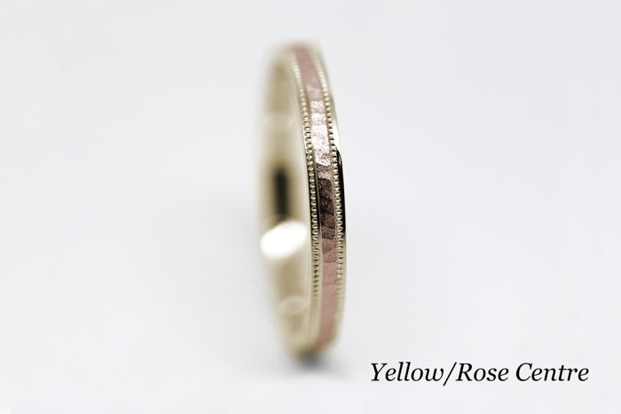 2mm 10K 14K 18K Solid Gold Hammered Women's Ring Stackable | This classic Hammered 2mm women's ring. Perfect as wedding band, anniversary ring or stack it with your other jewelry.