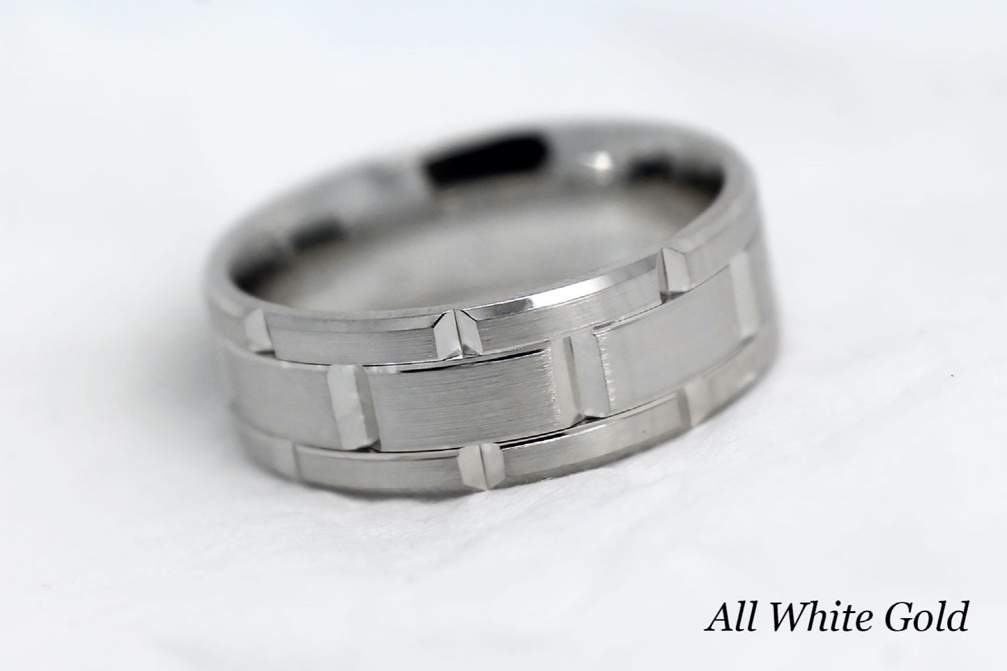 8mm Gold Wedding Band for Men Luxury Beveled Heavy | AT-8023