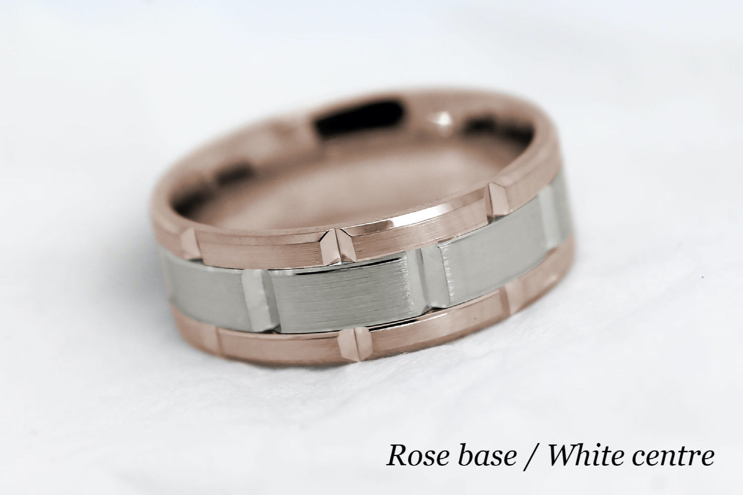 8mm Gold Wedding Band for Men Luxury Beveled Heavy | AT-8023