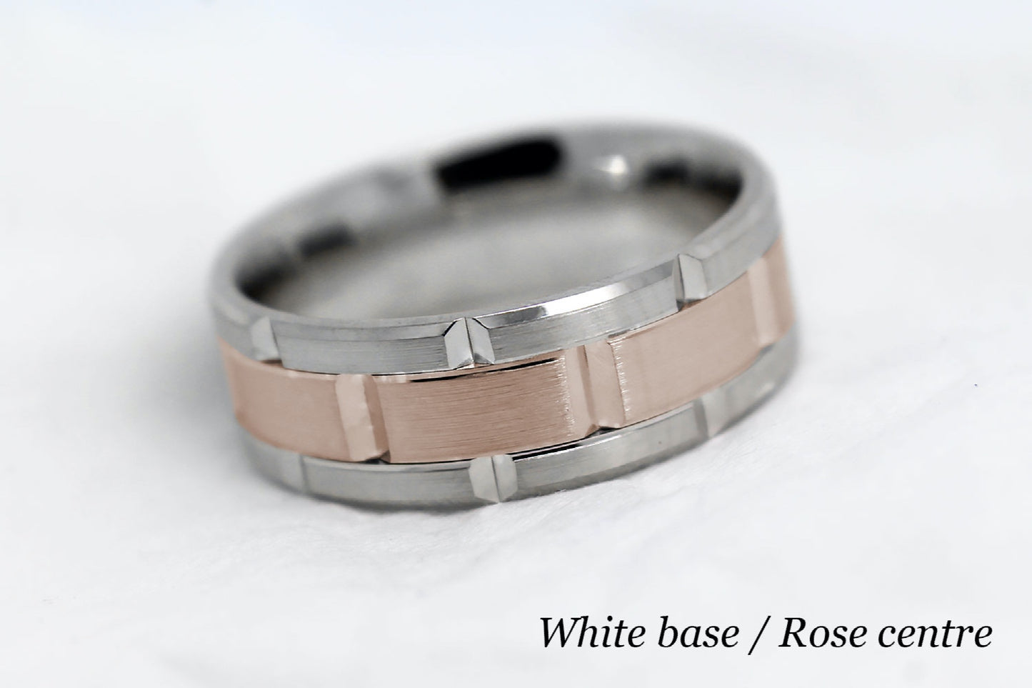 8mm Gold Wedding Band for Men Luxury Beveled Heavy | AT-8023