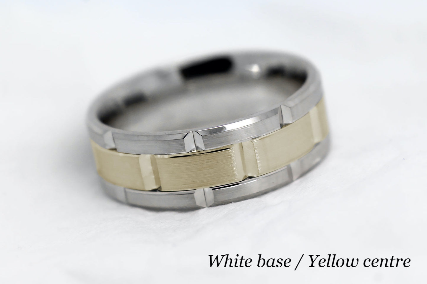 8mm Gold Wedding Band for Men Luxury Beveled Heavy | AT-8023