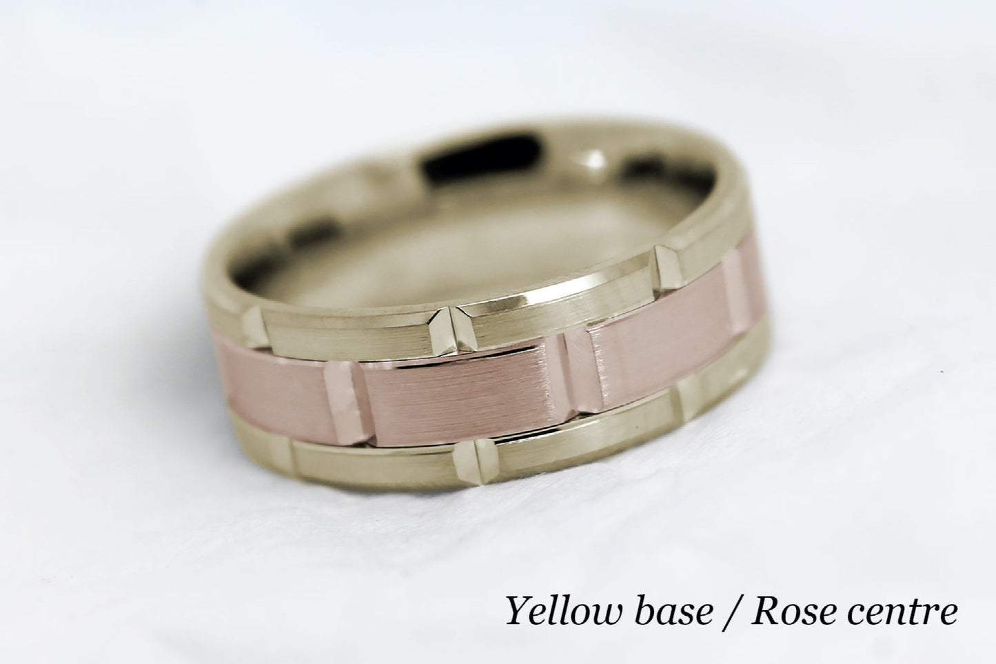 8mm Gold Wedding Band for Men Luxury Beveled Heavy | AT-8023