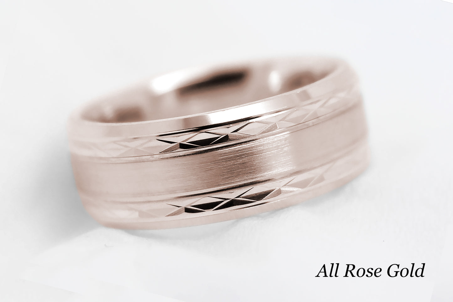 8mm Solid Gold Wedding Band for Men and Women Flat Beveled | T-8363