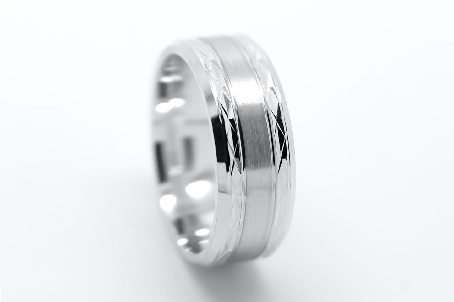 8mm 925 Silver Wedding Band for Men and Women Flat Beveled | T-8363