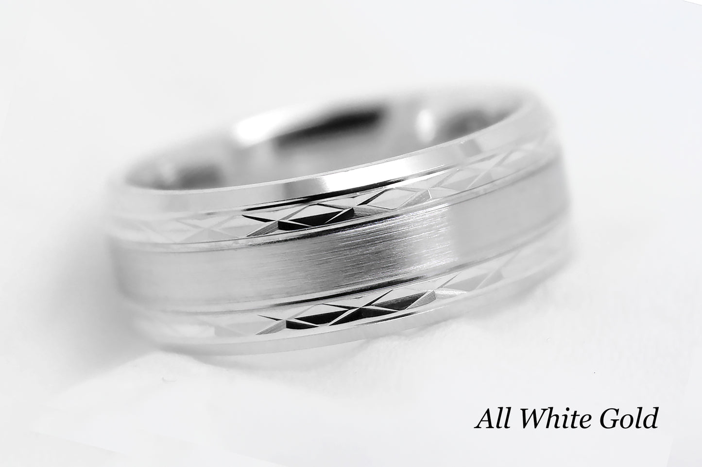 8mm Solid Gold Wedding Band for Men and Women Flat Beveled | T-8363