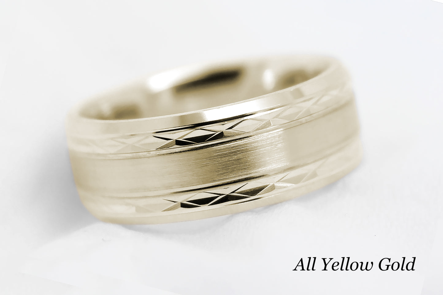 8mm Solid Gold Wedding Band for Men and Women Flat Beveled | T-8363