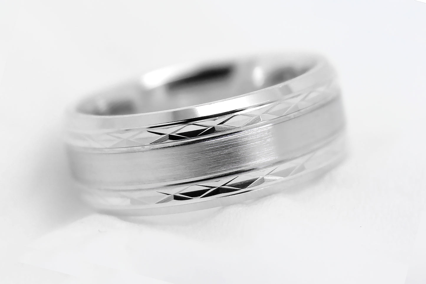 8mm 925 Silver Wedding Band for Men and Women Flat Beveled | T-8363