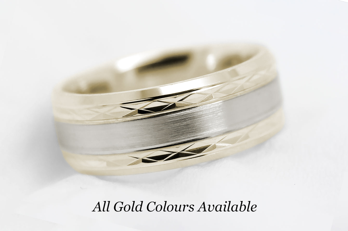 8mm Solid Gold Wedding Band for Men and Women Flat Beveled | T-8363
