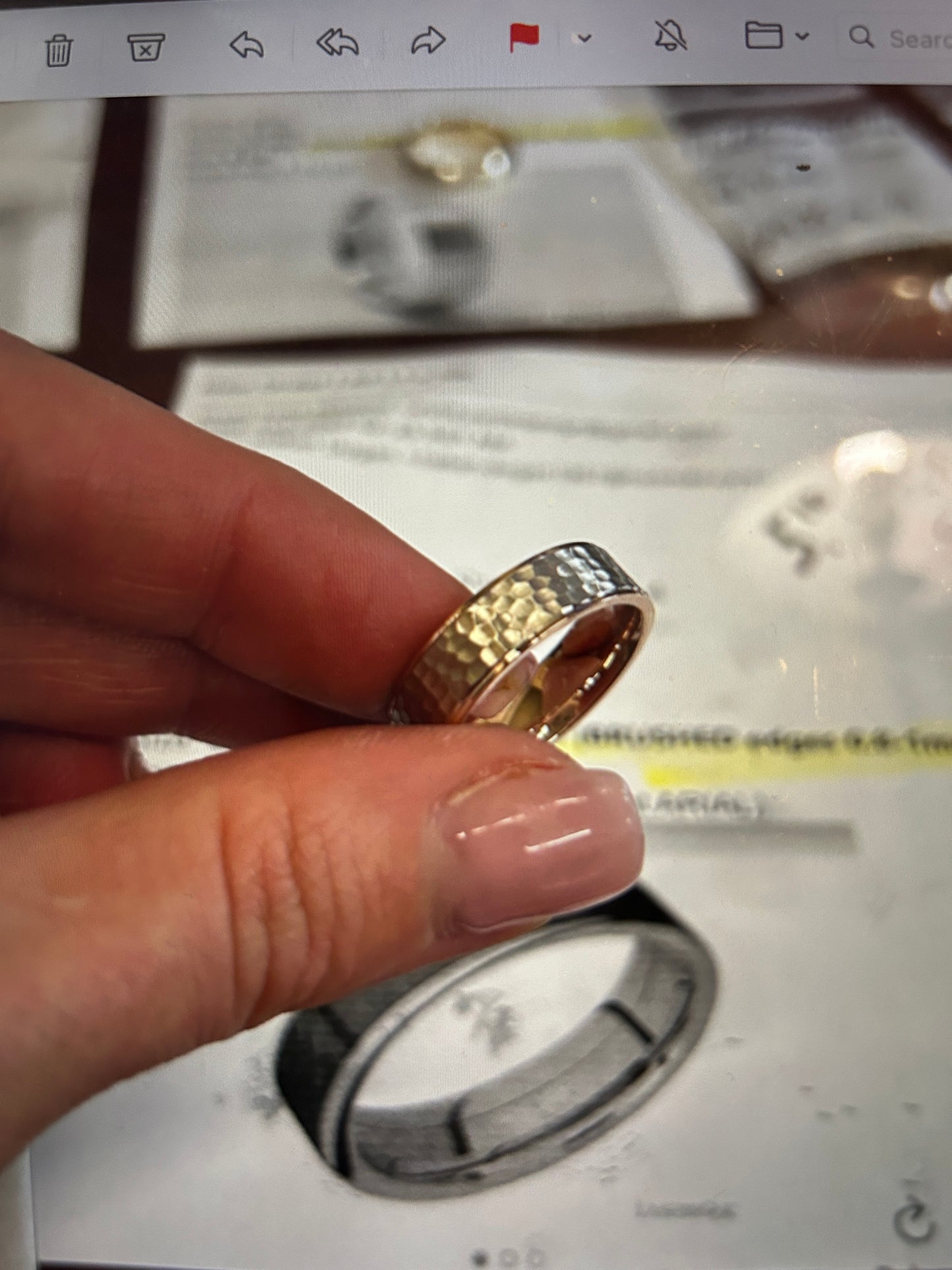 Custom Order for Franklyn, 5mm 18k RW, Hand Hammered, size 7, by April 20-25