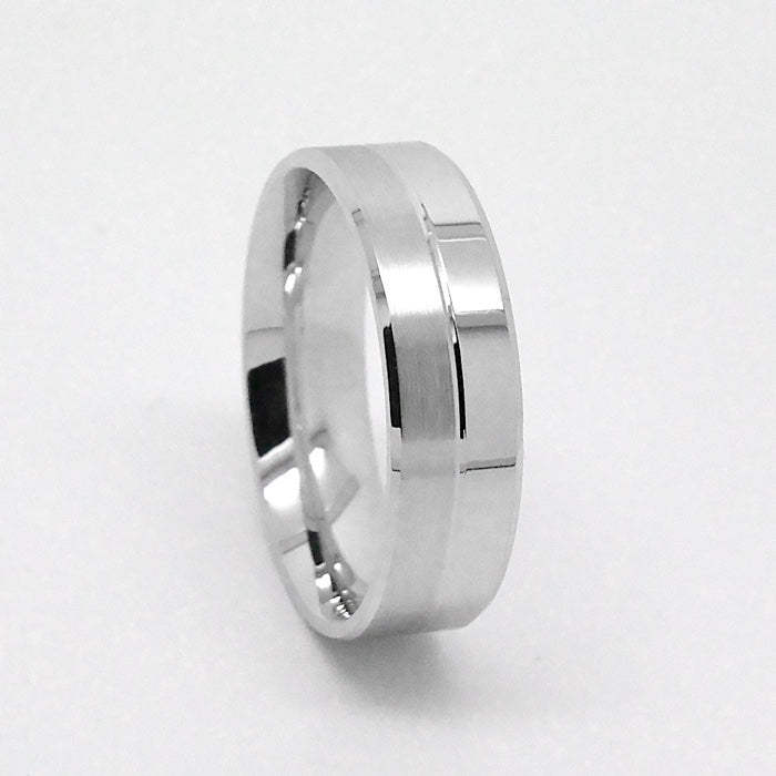 6mm 925 Silver Beveled Brushed and Polished Wedding Band for Men and Women | 6555