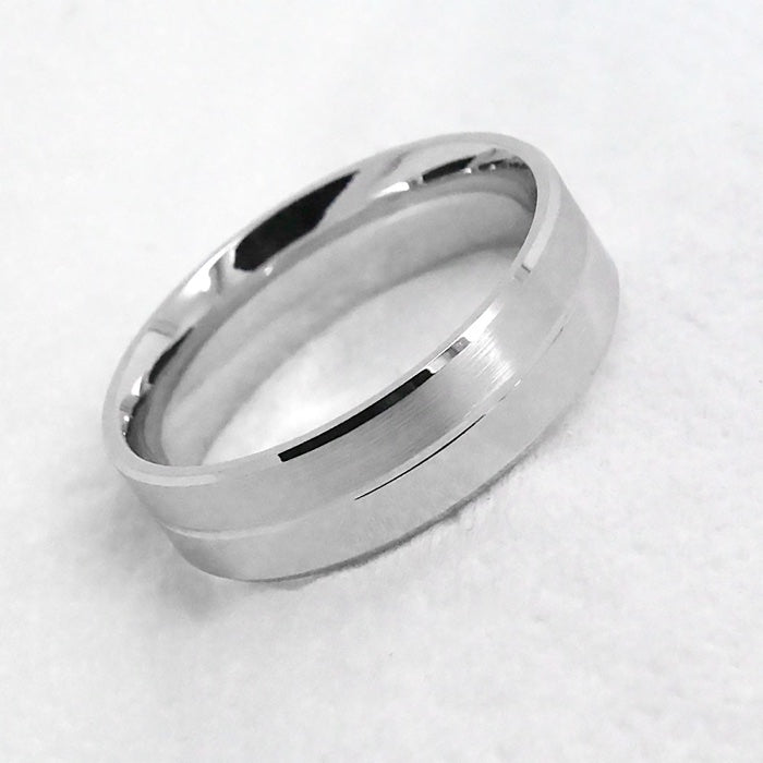 6mm 925 Silver Beveled Brushed and Polished Wedding Band for Men and Women | 6555