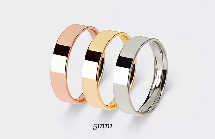 mm Solid Gold FLAT Polished Comfort Fit Men's Women's Wedding