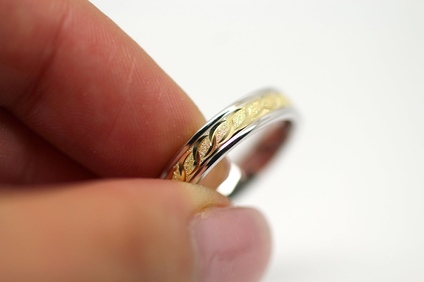 4mm Gold Wedding Band with Milgrain and Infinity Design for Women and Men | AT-0005