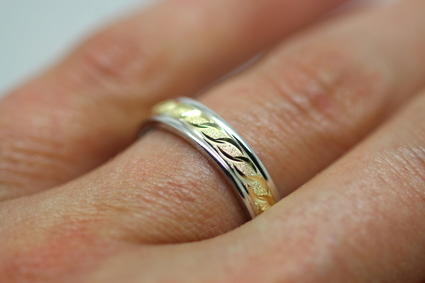 4mm Gold Wedding Band with Milgrain and Infinity Design for Women and Men | AT-0005