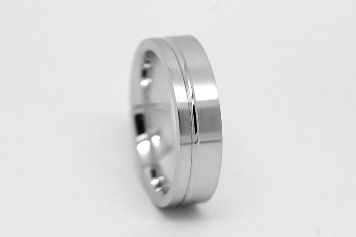 5mm 925 Silver Flat Brushed with line Wedding Band for Men and Women | T-0007