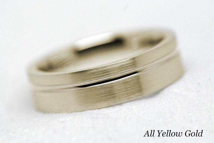 5mm Gold Classic Brushed Flat Wedding Band with Line for Men and Women | T-0007