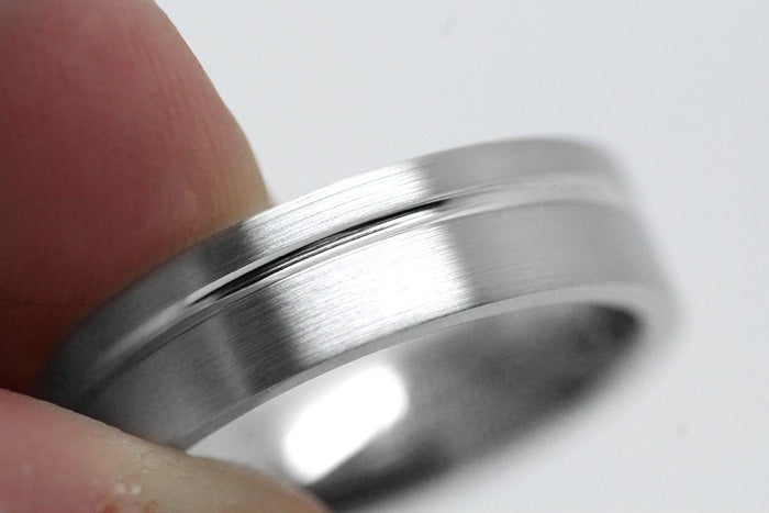 5mm 925 Silver Flat Brushed with line Wedding Band for Men and Women | T-0007