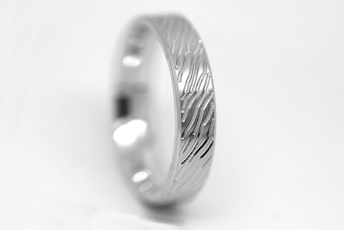 5mm 925 Silver Flat Brushed Wedding Band for Men and Women with lines | T-0008